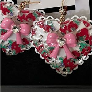 Betsey Johnson White Heart Candy Box earrings.  NWT